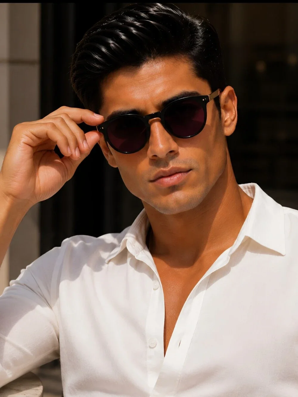 Oscar de la Renta Black Frames with Purple Lenses Sunglasses